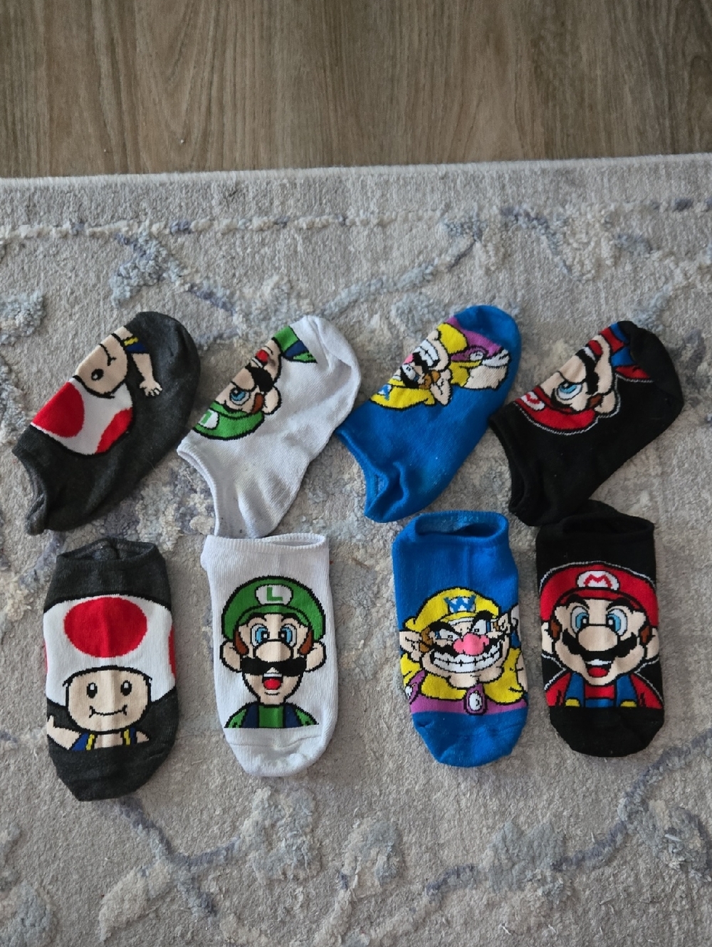 Super Mario Character No-Show Socks - 4 Pair (Mario, Luigi, Toad, Wario)